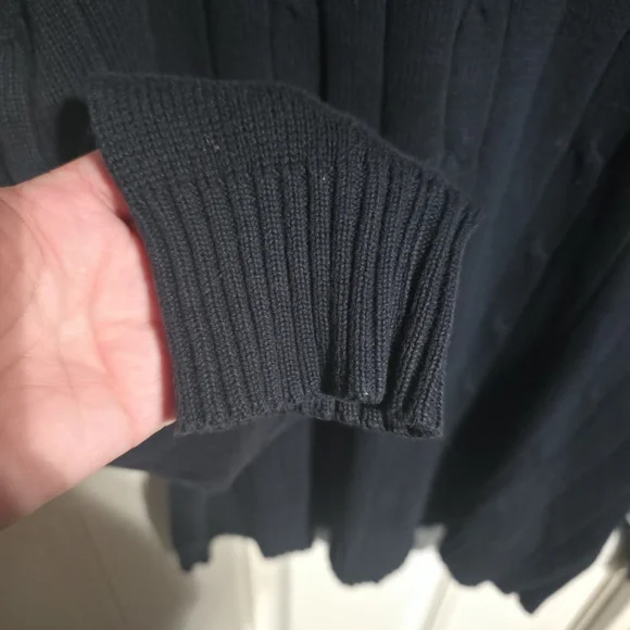 Oscar de la Renta Navy Cable Knit Crewneck Sweater - Picture 4 of 7